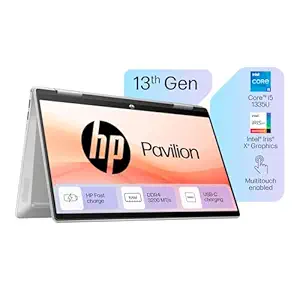 HP Pavilion x360, 13th Gen Intel Core i5-1355U Laptop (16GB DDR4, 512GB SSD),Touchscreen,IPS, 14''(35.6cm) FHD,Win 11, M365 Basic(1yr), Office Home 24, Silver,1.5kg, Iris Xe, 5MP Camera, ek1148TU