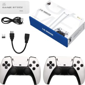 DWH Wireless Video Games for Tv Gaming, Retro Gaming Console with Game Stick Plug & Play TV Video Game Set for 2 Player with 10 Emulators 24000+ Games 2.4G Wireless