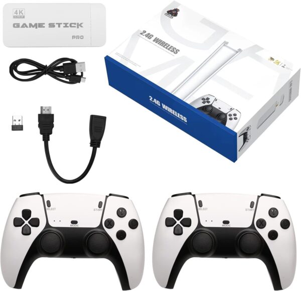 DWH Wireless Video Games for Tv Gaming, Retro Gaming Console with Game Stick Plug & Play TV Video Game Set for 2 Player with 10 Emulators 24000+ Games 2.4G Wireless