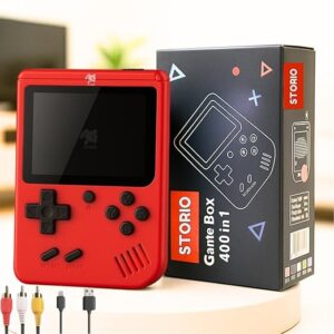 Storio Rechargeable Pocket Video Game for Kids 400 in 1 Retro Game Box Console Handheld Game Box with TV Output, Multicolour