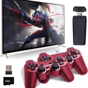 (New Edition 2024) Wireless Video Game Console Stick 2.4g Wireless Game Controller USB Built-in 20,000+ Games in TF Card, 9 Emulator Console,4k Ultra HD