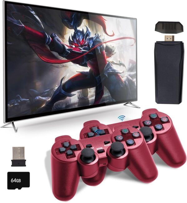 (New Edition 2024) Wireless Video Game Console Stick 2.4g Wireless Game Controller USB Built-in 20,000+ Games in TF Card, 9 Emulator Console,4k Ultra HD
