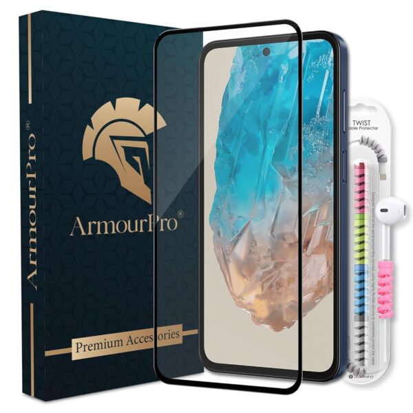 ArmourPro Military-Grade Gorilla Tempered Glass Screen Protector for Samsung Galaxy M35 5G / A35 5G / A55 5G with Cable Protector and Installation kit | Edge to Edge Coverage (6.6 Inches)